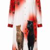 Premium Animal Print Shirt Dress with Leopard Pattern Premium Animal Print Shirt Dress with Leopard Pattern