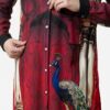 Designer Printed Shirt Dress with Peacock Motif Designer Printed Shirt Dress with Peacock Motif