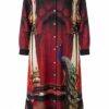 Designer Printed Shirt Dress with Peacock Motif Designer Printed Shirt Dress with Peacock Motif