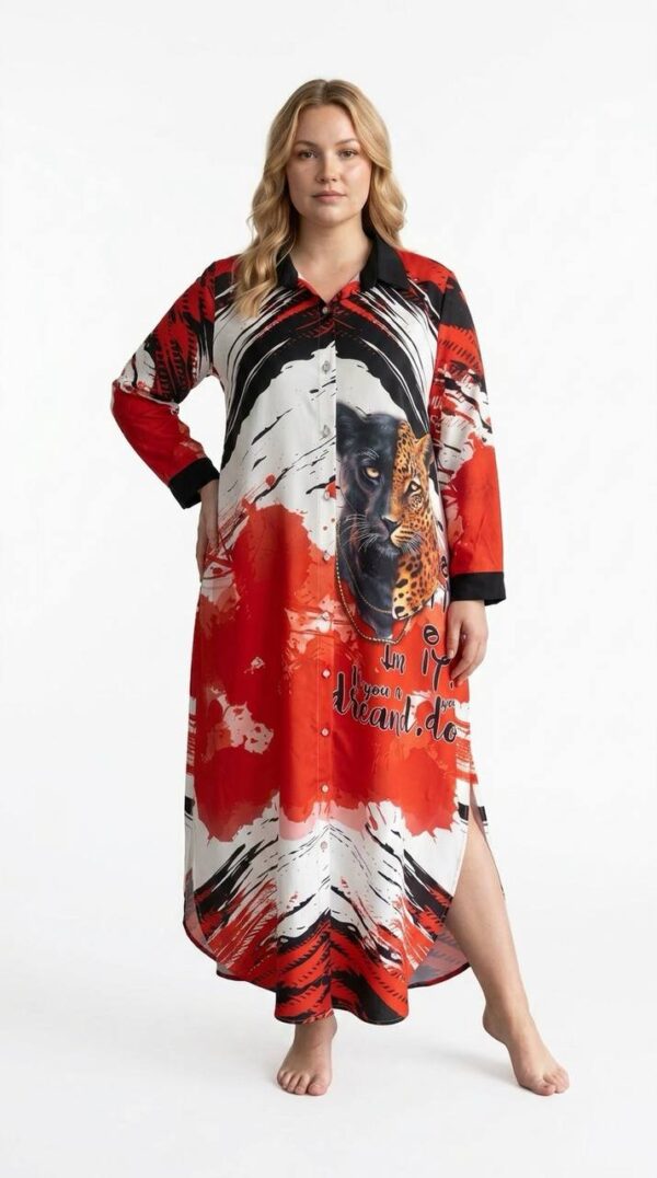 Premium Animal Print Dress - Red Multi Size Premium Animal Print Dress - Red Multi Size