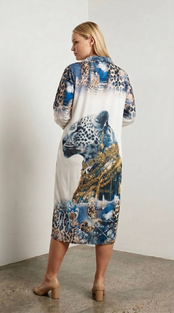 Premium Animal Print Shirt Dress with Embroidered Details Premium Animal Print Shirt Dress with Embroidered Details