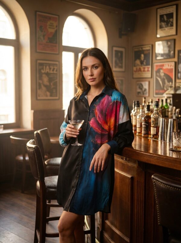 Artistic Floral Print Color-Block Shirt Artistic Floral Print Color-Block Shirt