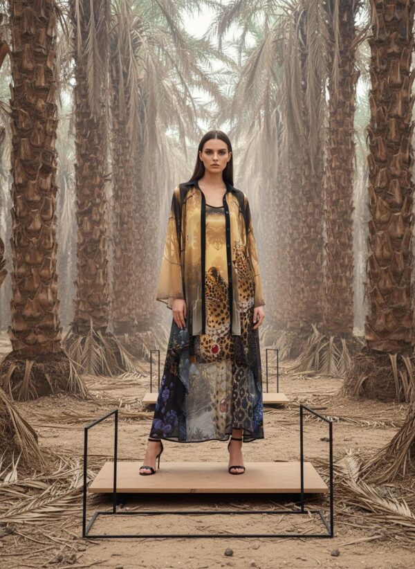 Leopard Print Dress and Kimono Two-Piece Set Leopard Print Dress and Kimono Two-Piece Set