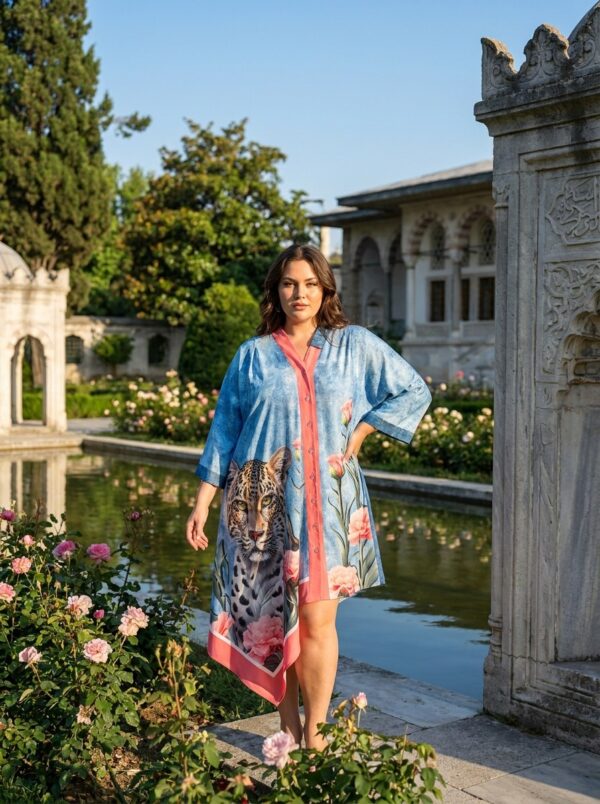 Wholesale Asymmetric Leopard & Floral Print Tunic Dress Wholesale Asymmetric Leopard & Floral Print Tunic Dress