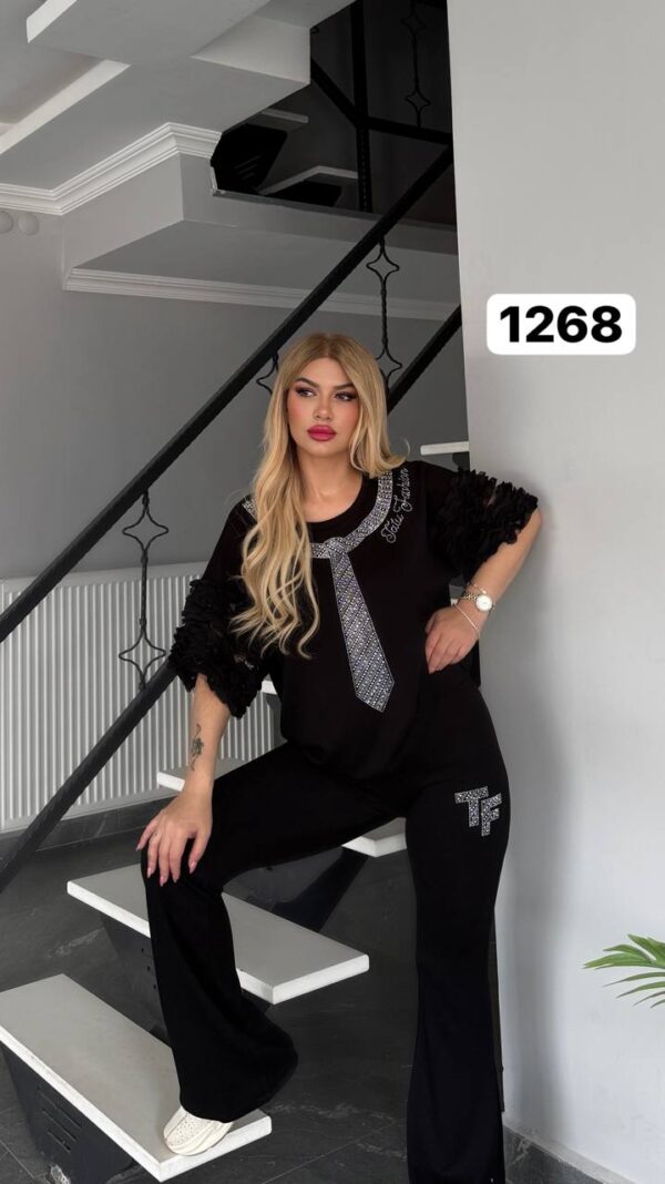 Women's Black Casual Top & Pants Set TATU1268 Women's Black Casual Top & Pants Set TATU1268