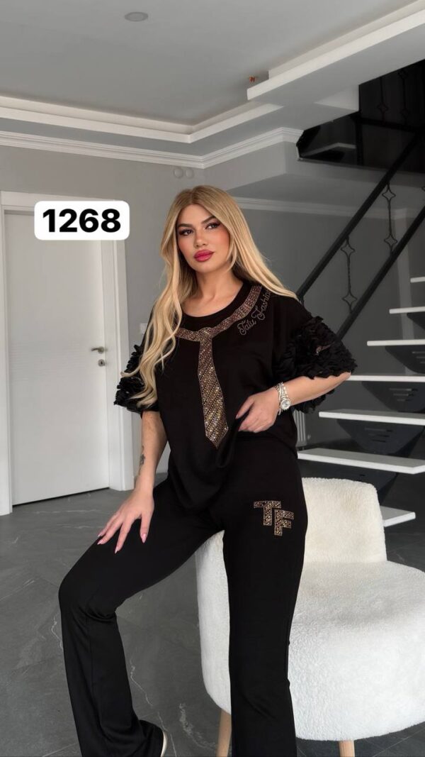 Women's Black Casual Top & Pants Set TATU1268 Women's Black Casual Top & Pants Set TATU1268