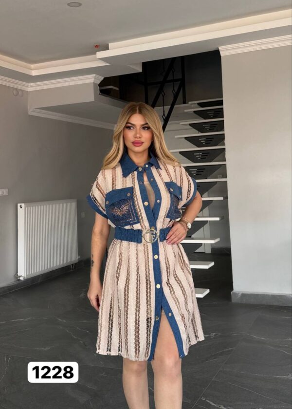 Premium Denim Shirt Dress with Belt Premium Denim Shirt Dress with Belt