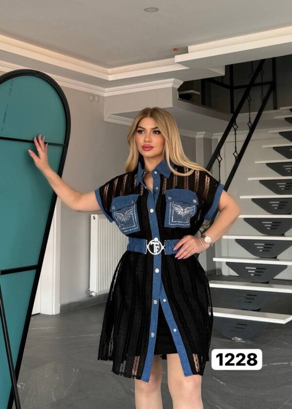 Premium Denim Shirt Dress with Belt Premium Denim Shirt Dress with Belt