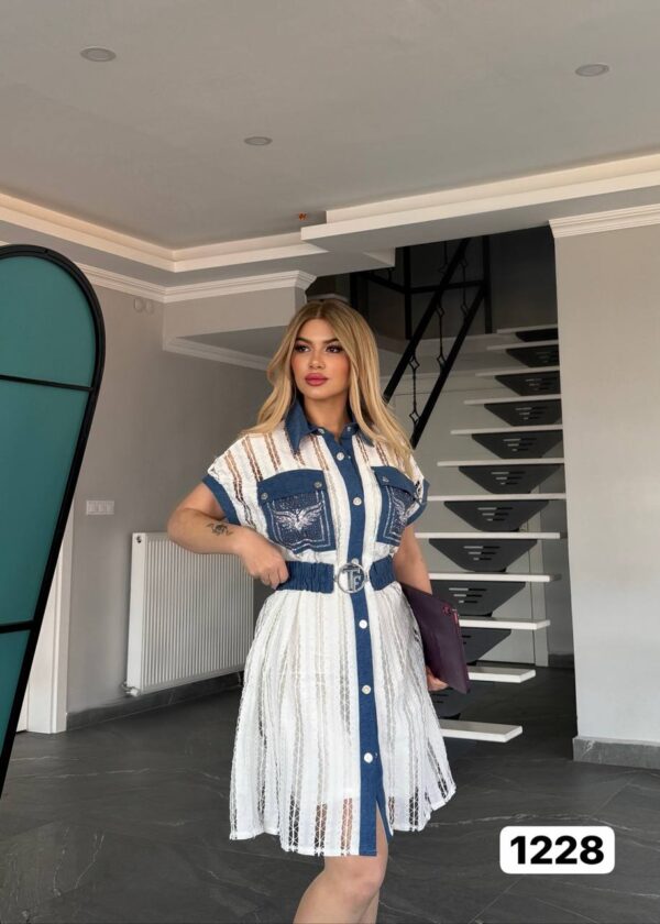Premium Denim Shirt Dress with Belt Premium Denim Shirt Dress with Belt