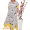 Premium Newspaper Print Dress with Yellow Accents Premium Newspaper Print Dress with Yellow Accents