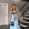 Yellow Teddy Bear Graphic Dress with Denim Pockets Yellow Teddy Bear Graphic Dress with Denim Pockets