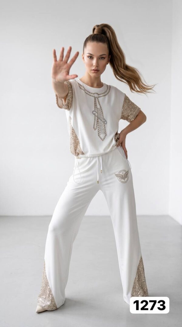 Premium White Beaded Top & Bottom Set - Wholesale Fashion Premium White Beaded Top & Bottom Set - Wholesale Fashion