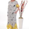 Premium Newspaper Print Dress with Yellow Accents Premium Newspaper Print Dress with Yellow Accents