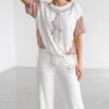 Premium White Beaded Top & Bottom Set - Wholesale Fashion Premium White Beaded Top & Bottom Set - Wholesale Fashion