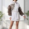 Premium Black Shirt Dress with Leopard Print Sleeves Premium Black Shirt Dress with Leopard Print Sleeves
