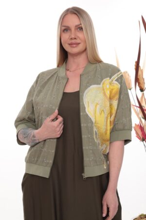 Women's Premium Bomber Jacket - Versatile Khaki Outerwear