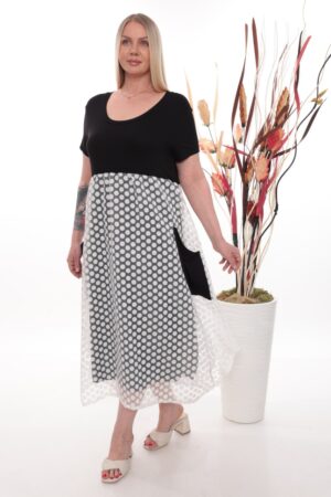 Premium Polka Dot Color Block Dress - Wholesale