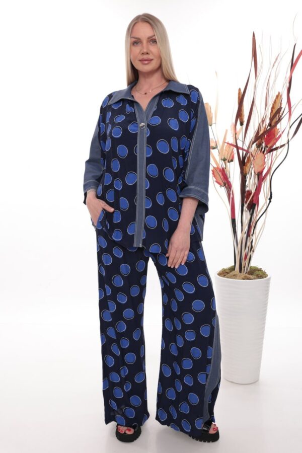 Premium Polka Dot Tracksuit - Navy Blue
