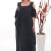 Premium Black Denim Cold Shoulder Dress with Beaded Details Premium Black Denim Cold Shoulder Dress with Beaded Details