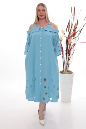 Premium Cold Shoulder Dress with Eyelet Details