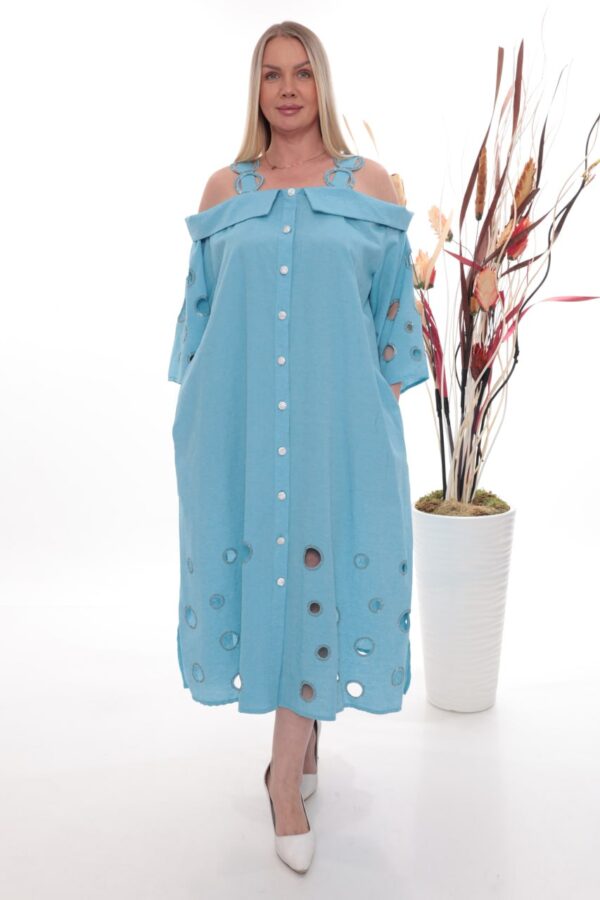 Premium Cold Shoulder Dress with Eyelet Details Premium Cold Shoulder Dress with Eyelet Details