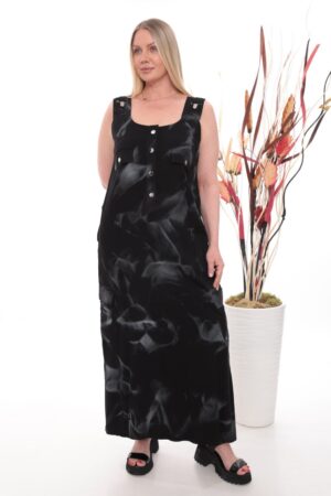 Premium Black Velvet Button Dress
