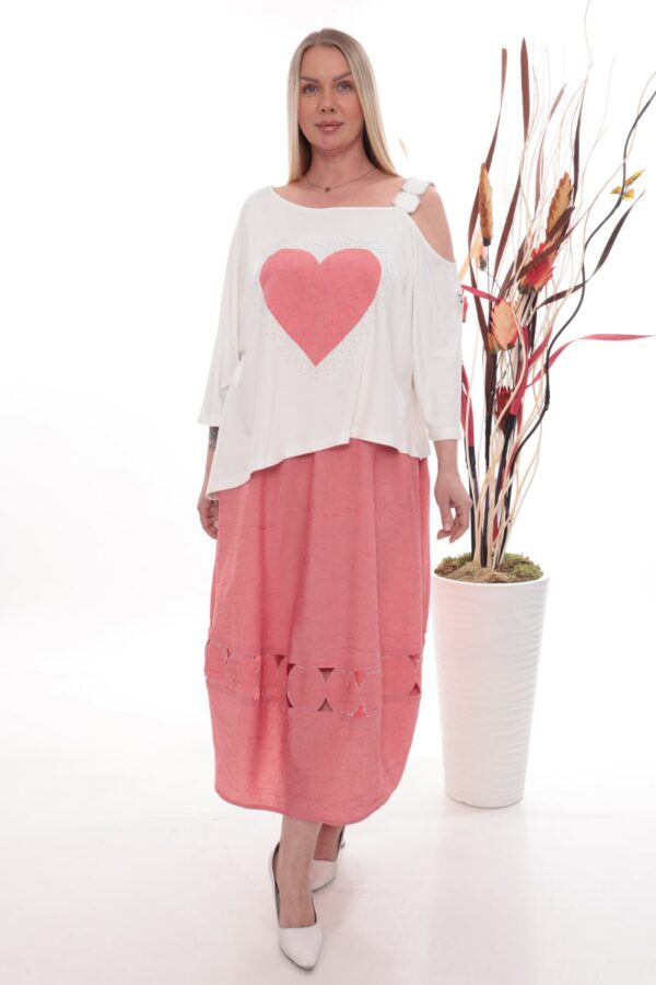 Premium Heart Print Dress with Decorative Hem Premium Heart Print Dress with Decorative Hem