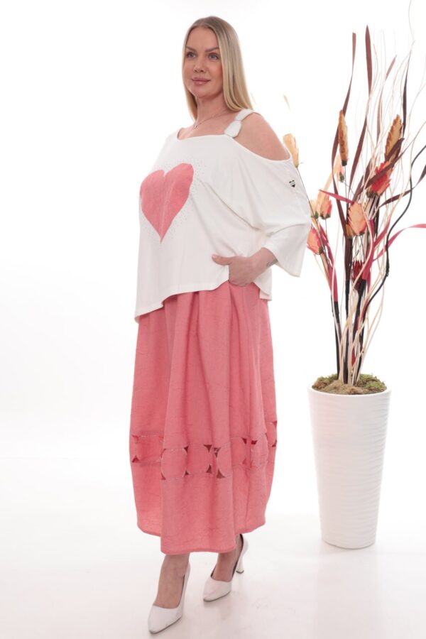 Premium Heart Print Dress with Decorative Hem Premium Heart Print Dress with Decorative Hem