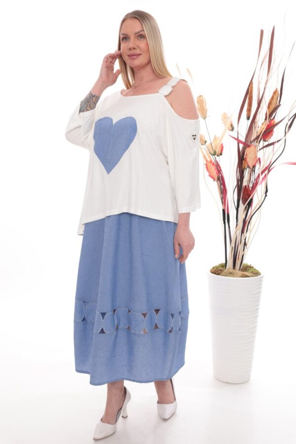 Premium Heart Print Dress with Decorative Hem Premium Heart Print Dress with Decorative Hem