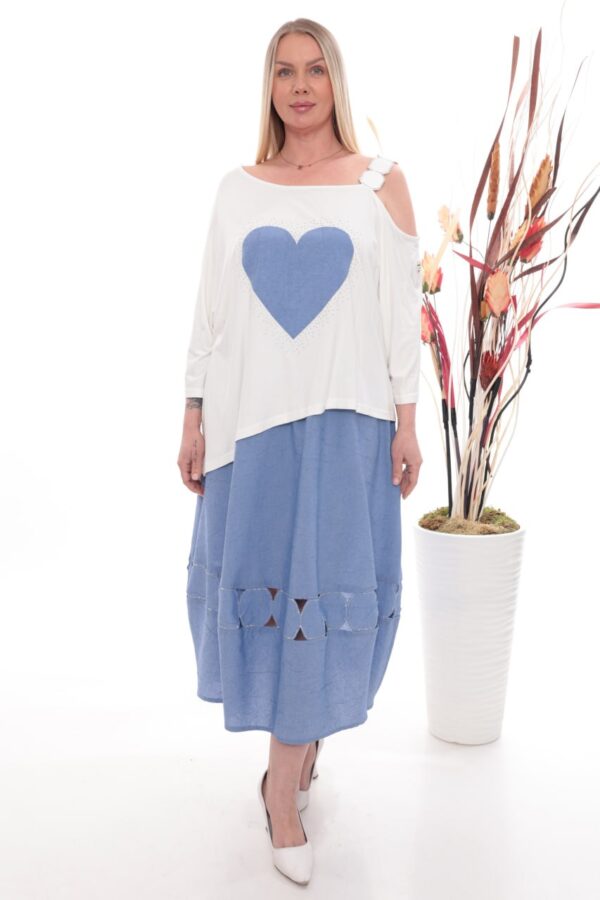 Premium Heart Print Dress with Decorative Hem Premium Heart Print Dress with Decorative Hem