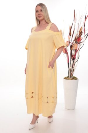 Women's Cold Shoulder Dress with Decorative Hem