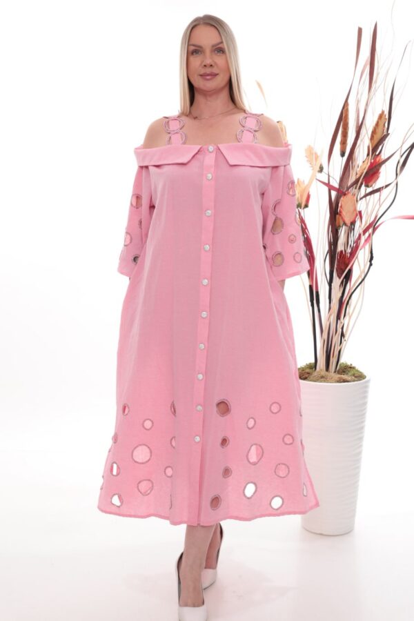 Premium Cold Shoulder Dress with Eyelet Details Premium Cold Shoulder Dress with Eyelet Details