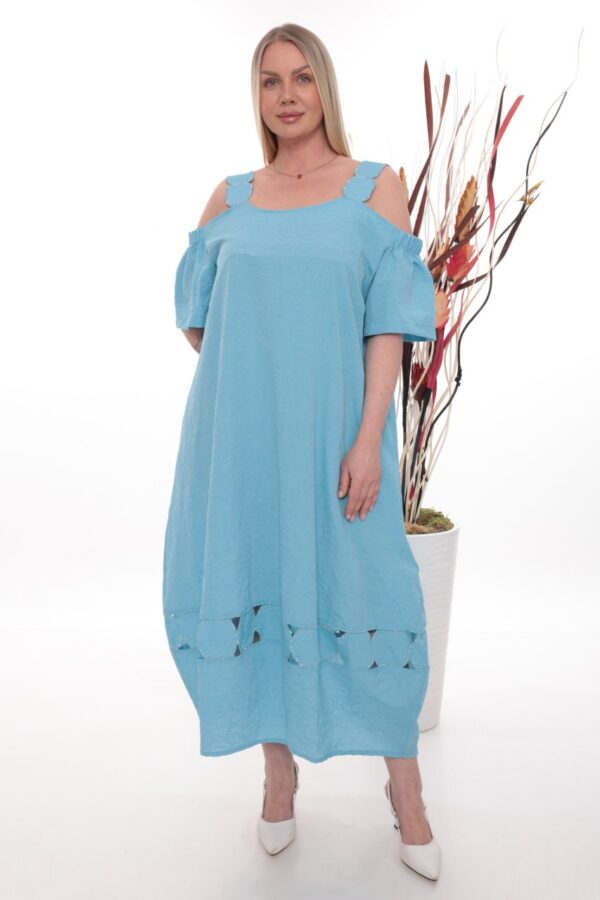 Women's Cold Shoulder Dress with Decorative Hem Women's Cold Shoulder Dress with Decorative Hem