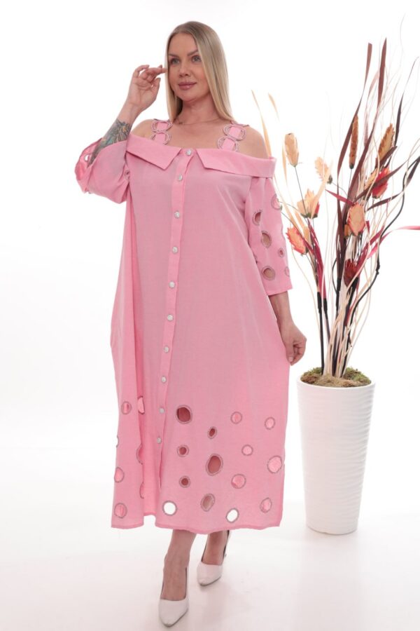 Premium Cold Shoulder Dress with Eyelet Details Premium Cold Shoulder Dress with Eyelet Details