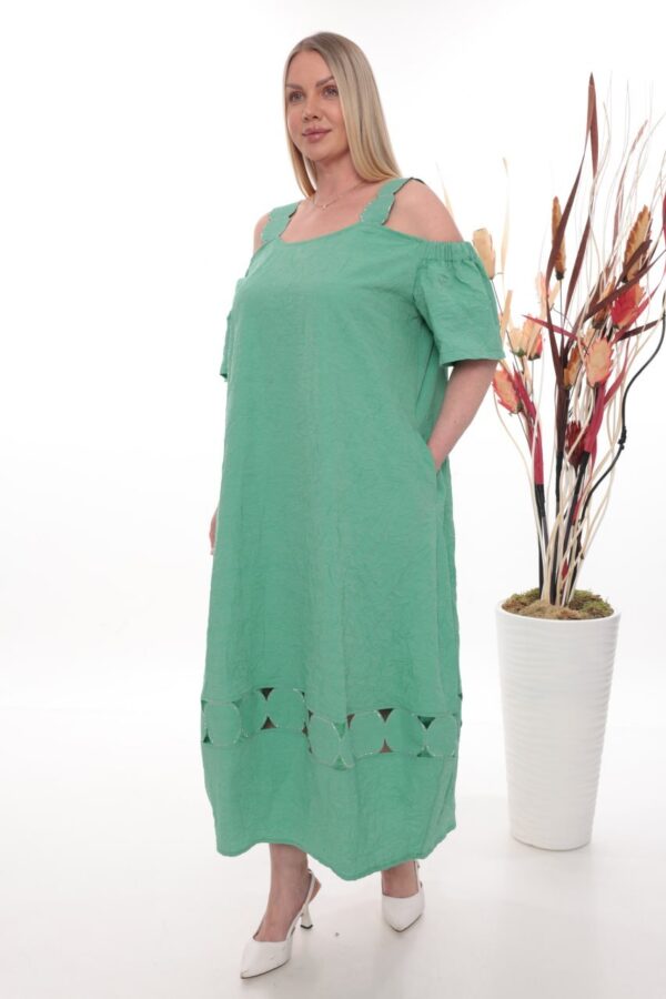 Women's Cold Shoulder Dress with Decorative Hem Women's Cold Shoulder Dress with Decorative Hem