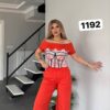 Women's Graphic Crop Top & Wide Leg Pants Set Women's Graphic Crop Top & Wide Leg Pants Set