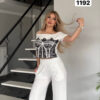 Women's Graphic Crop Top & Wide Leg Pants Set Women's Graphic Crop Top & Wide Leg Pants Set