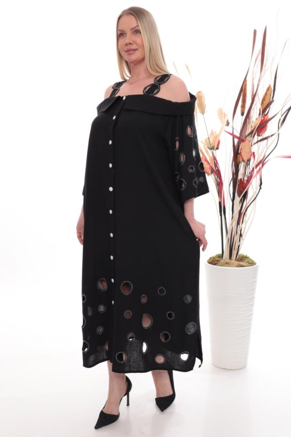Premium Cold Shoulder Dress with Eyelet Details Premium Cold Shoulder Dress with Eyelet Details