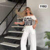 Women's Graphic Crop Top & Wide Leg Pants Set Women's Graphic Crop Top & Wide Leg Pants Set