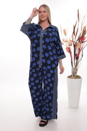 Premium Polka Dot Tracksuit - Navy Blue