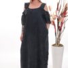 Premium Black Denim Cold Shoulder Dress with Beaded Details Premium Black Denim Cold Shoulder Dress with Beaded Details