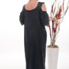 Premium Black Denim Cold Shoulder Dress with Beaded Details Premium Black Denim Cold Shoulder Dress with Beaded Details
