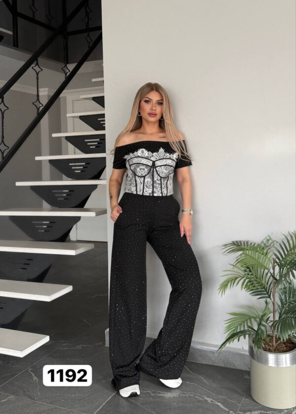 Women's Graphic Crop Top & Wide Leg Pants Set Women's Graphic Crop Top & Wide Leg Pants Set