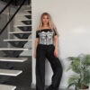 Women's Graphic Crop Top & Wide Leg Pants Set Women's Graphic Crop Top & Wide Leg Pants Set