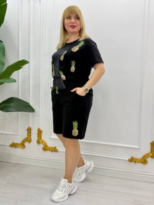 Premium Pineapple Print Cotton T-Shirt & Shorts Set Premium Pineapple Print Cotton T-Shirt & Shorts Set