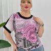 Premium Pink Graphic Print Blouse - Wholesale Premium Pink Graphic Print Blouse - Wholesale