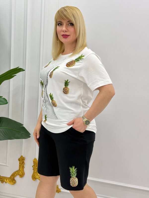 Premium Pineapple Print Cotton T-Shirt & Shorts Set