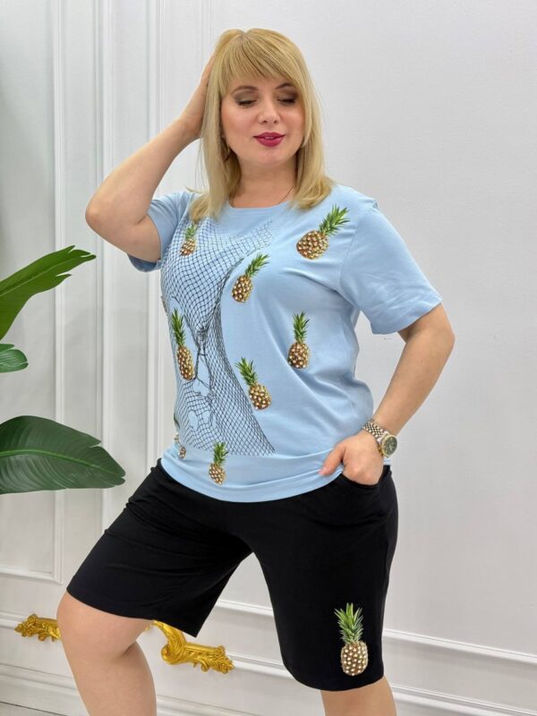 Premium Pineapple Print Cotton T-Shirt & Shorts Set