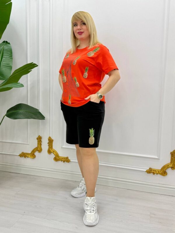 Premium Pineapple Print Cotton T-Shirt & Shorts Set