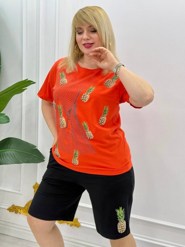 Premium Pineapple Print Cotton T-Shirt & Shorts Set